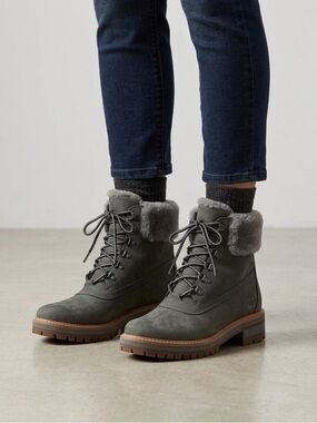 Timberland Womens Grey Courmayeur Valley Shearling Waterproof Cold-Weather Boots